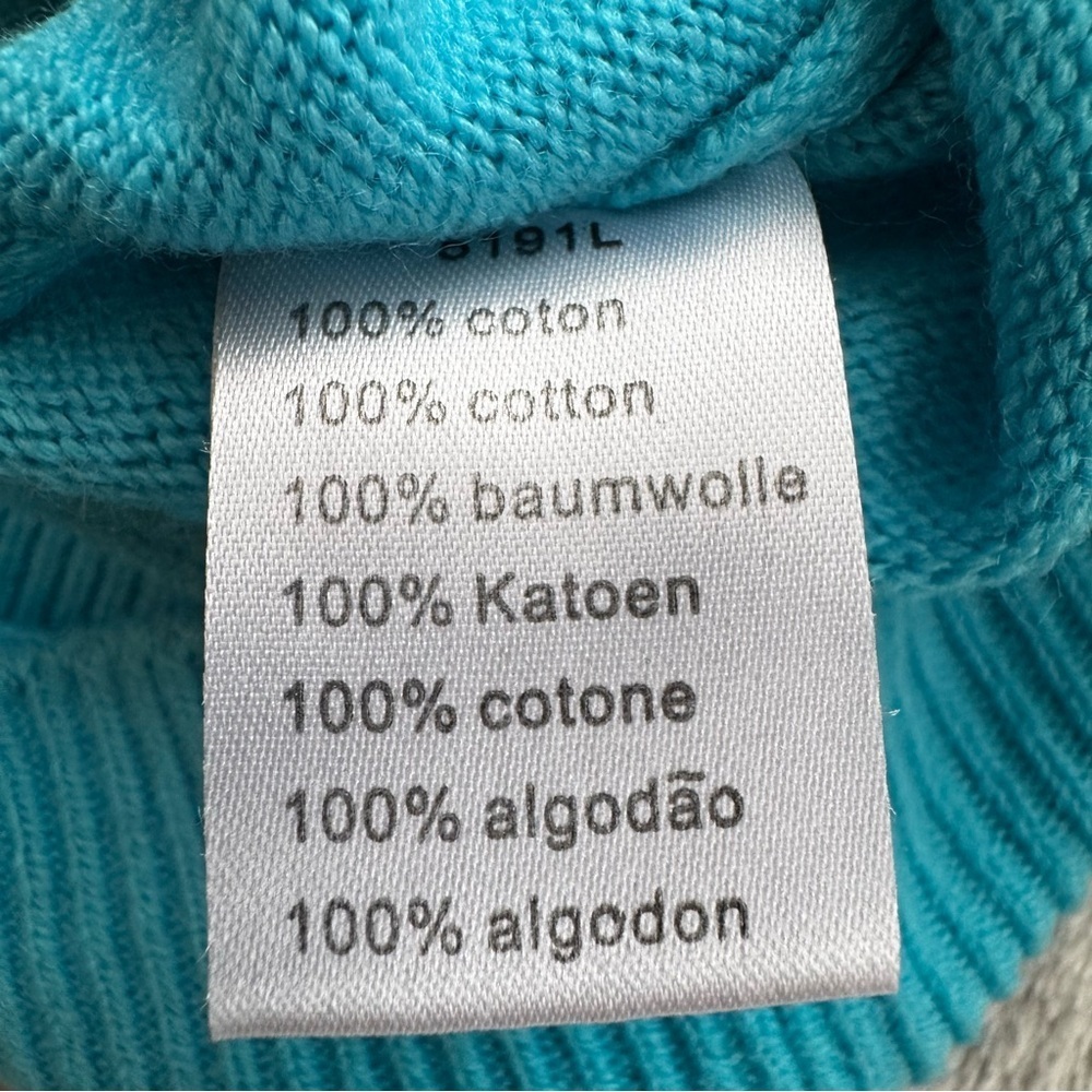 LACOSTE V-Neck Cotton Knit Sweater Blue Teal Size 8 (3XL) - Picture 7 of 15